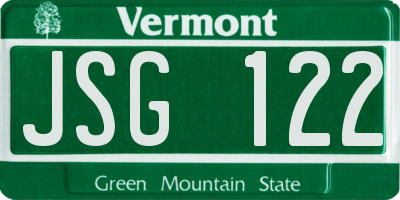 VT license plate JSG122