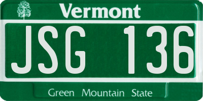VT license plate JSG136
