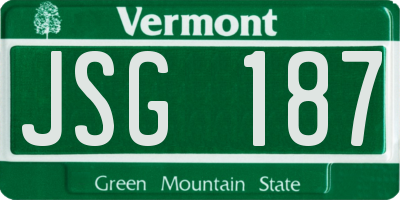 VT license plate JSG187