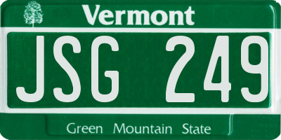 VT license plate JSG249
