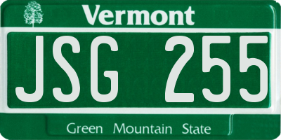 VT license plate JSG255