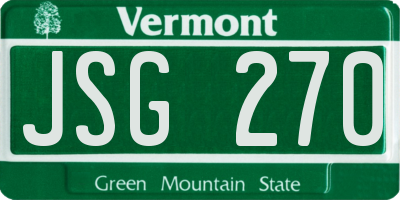 VT license plate JSG270