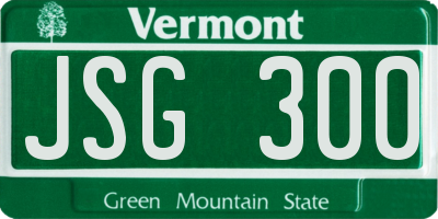 VT license plate JSG300