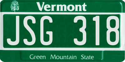 VT license plate JSG318