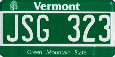 VT license plate JSG323