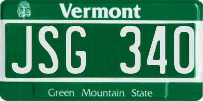 VT license plate JSG340