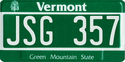 VT license plate JSG357