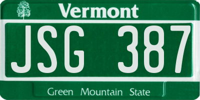 VT license plate JSG387