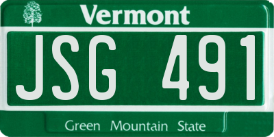 VT license plate JSG491