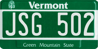 VT license plate JSG502