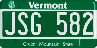VT license plate JSG582