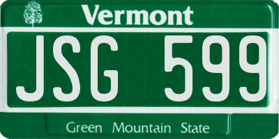 VT license plate JSG599