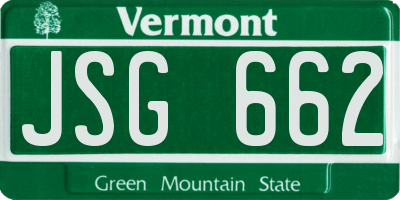 VT license plate JSG662
