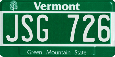 VT license plate JSG726