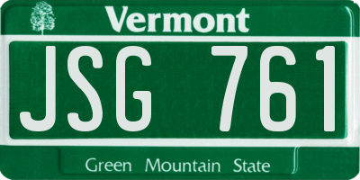 VT license plate JSG761