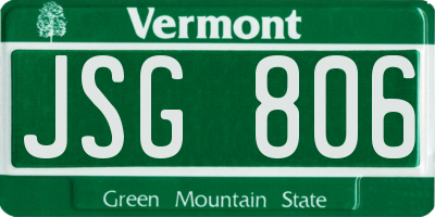 VT license plate JSG806