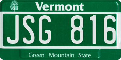 VT license plate JSG816