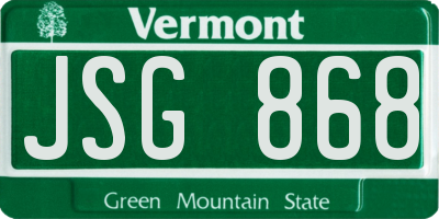 VT license plate JSG868