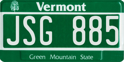 VT license plate JSG885