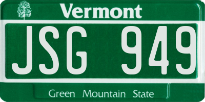 VT license plate JSG949