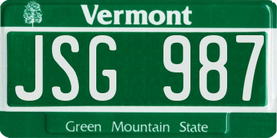 VT license plate JSG987