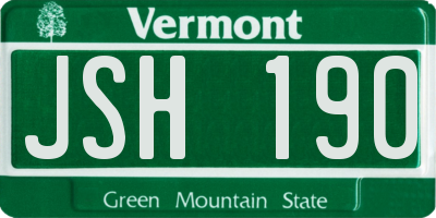 VT license plate JSH190