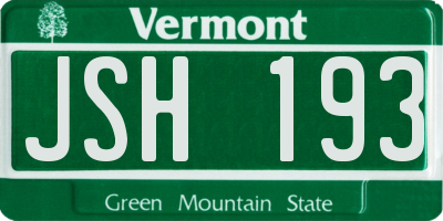 VT license plate JSH193