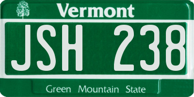 VT license plate JSH238