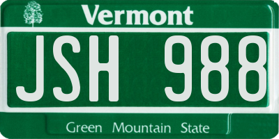 VT license plate JSH988