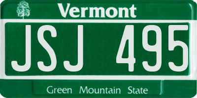 VT license plate JSJ495