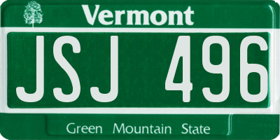 VT license plate JSJ496