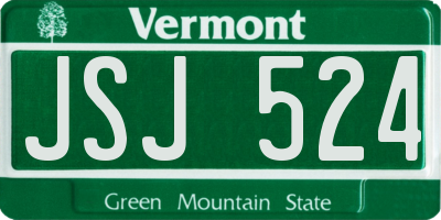VT license plate JSJ524