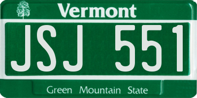 VT license plate JSJ551