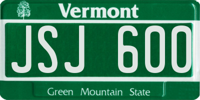 VT license plate JSJ600