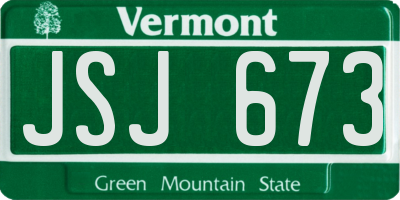 VT license plate JSJ673
