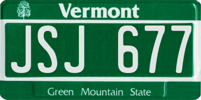VT license plate JSJ677