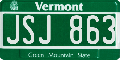 VT license plate JSJ863