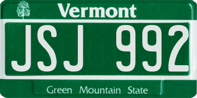 VT license plate JSJ992