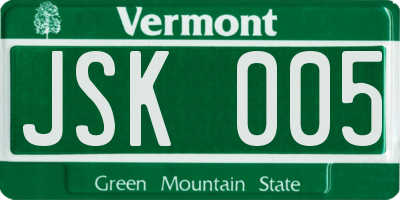 VT license plate JSK005