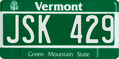 VT license plate JSK429