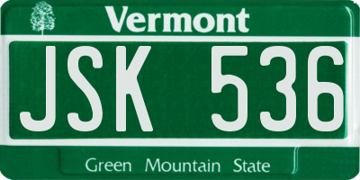 VT license plate JSK536