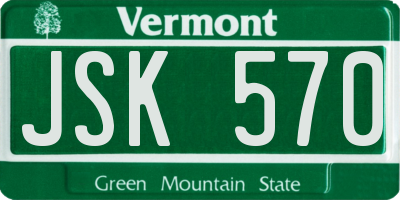 VT license plate JSK570