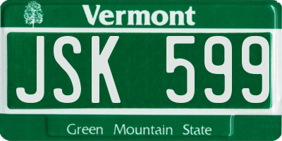 VT license plate JSK599