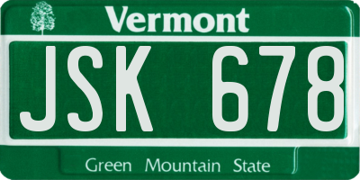 VT license plate JSK678