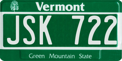 VT license plate JSK722