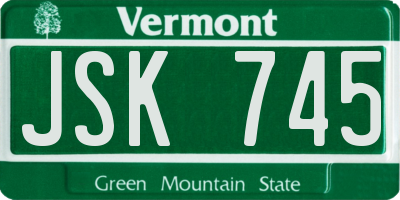 VT license plate JSK745