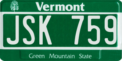 VT license plate JSK759