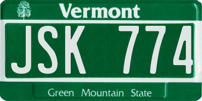 VT license plate JSK774