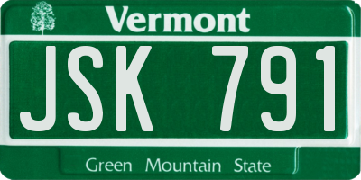 VT license plate JSK791
