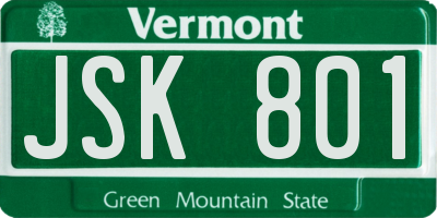 VT license plate JSK801